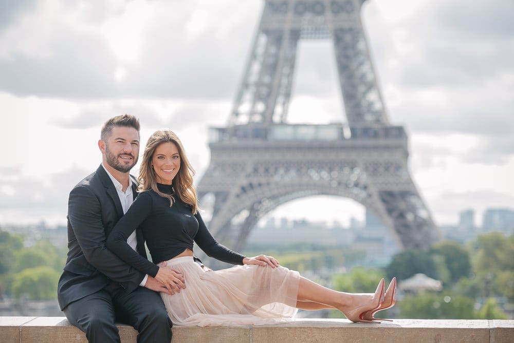 Beautiful portrait of a young couple on their trip to Paris